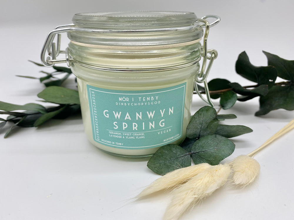 Gwanwyn - Spring Môr Glass Clip Candle