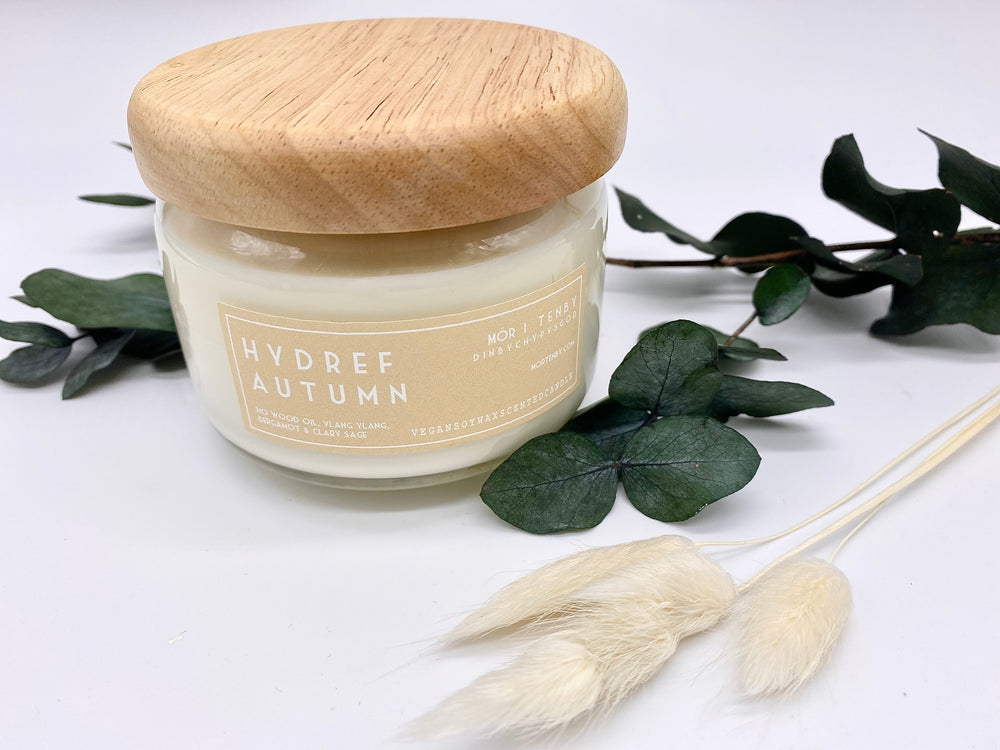 Hydref - Autumn Môr Wooden Top Jar Candle