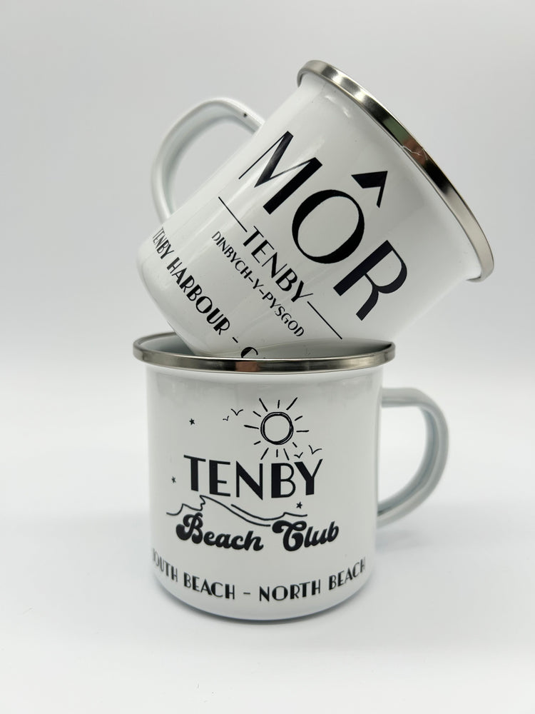 Tenby Beach Club Enamel Mug