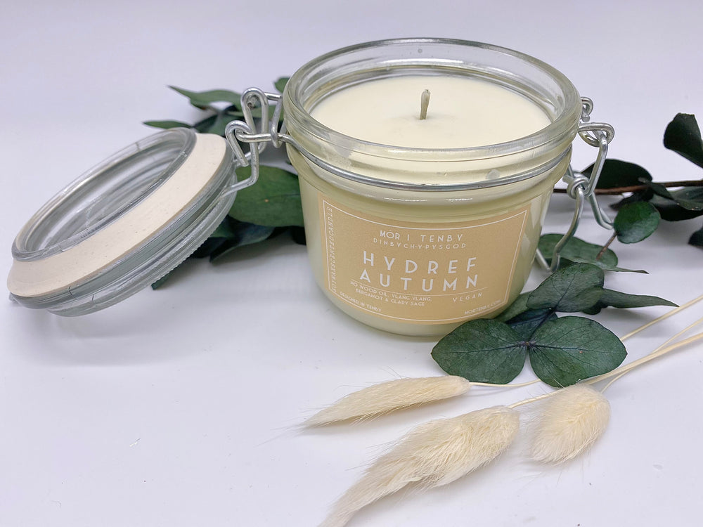 Hydref - Autumn Môr Glass Clip Candle