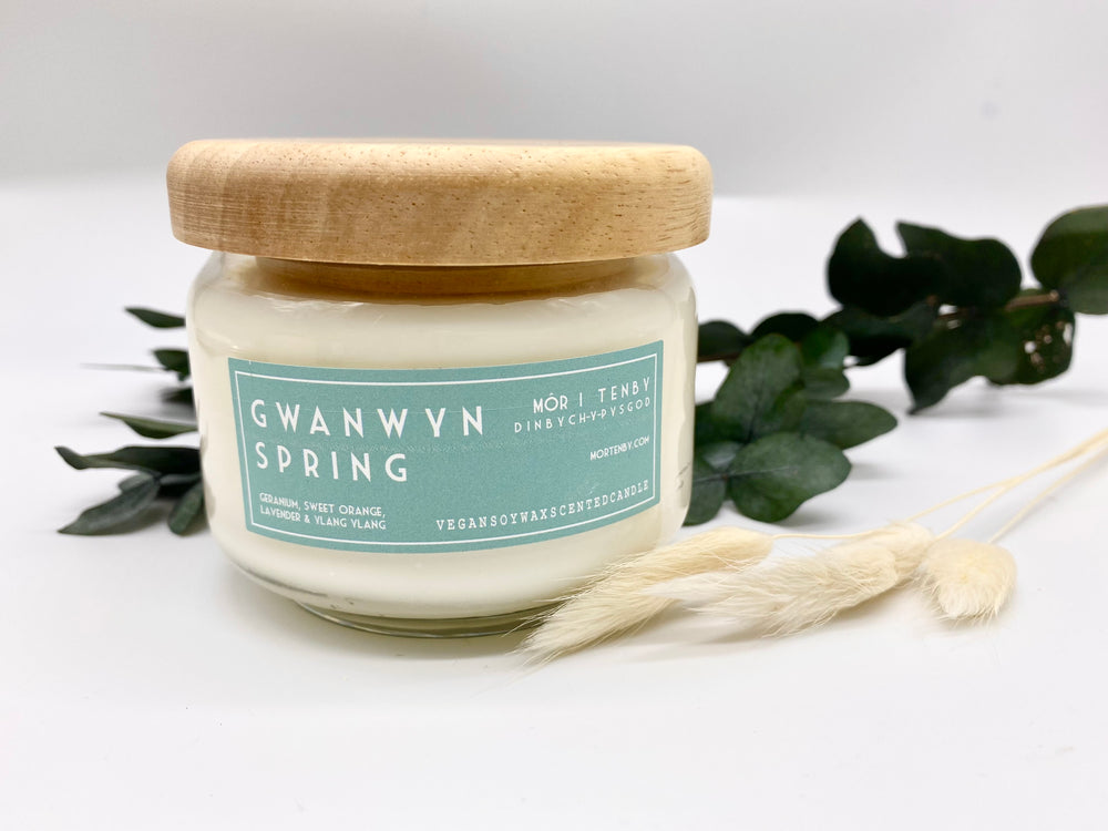 Gwanwyn - Spring Môr Wooden Top Jar Candle