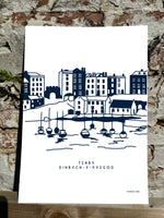 Navy Tenby Harbour Print