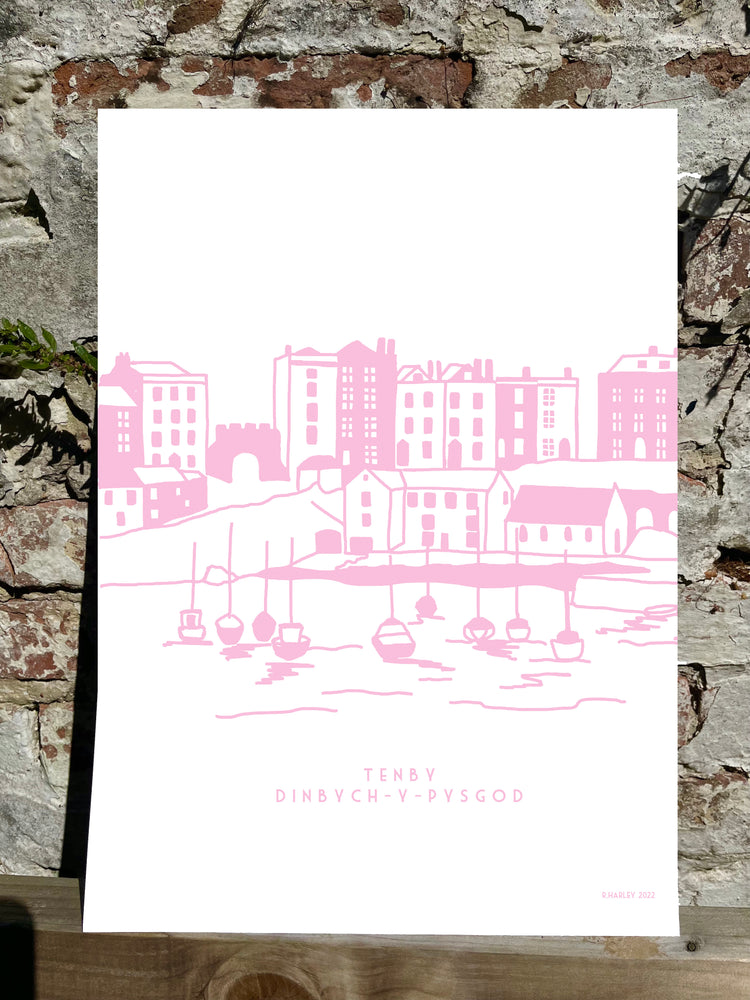 Pink Tenby Harbour Print