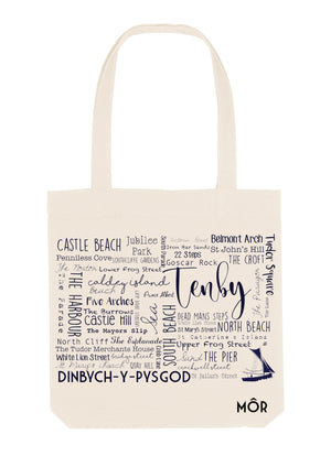 Tenby Place Names Tote Bag